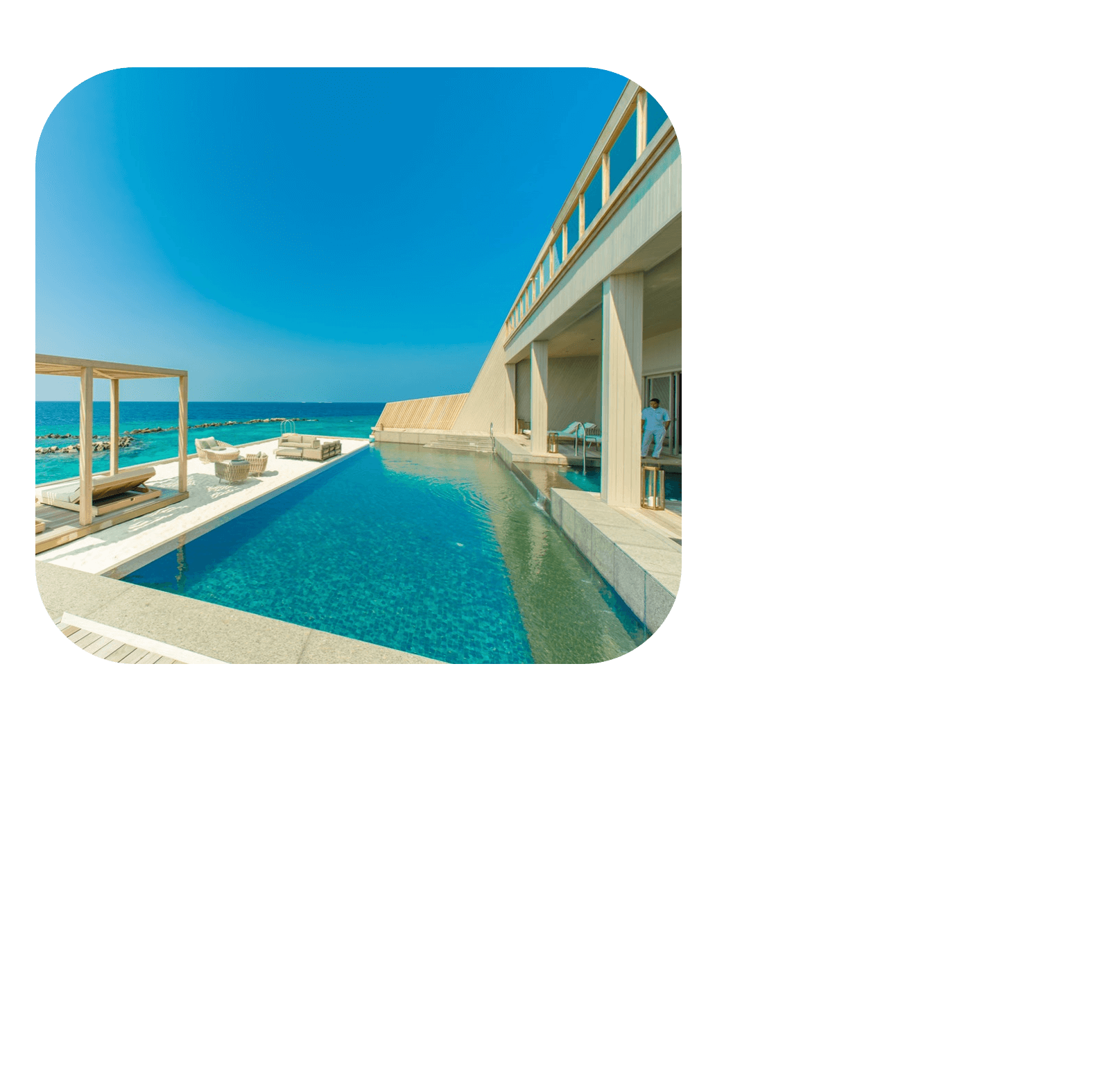 hotel resort pool with sea view, representing a perfect guest experience